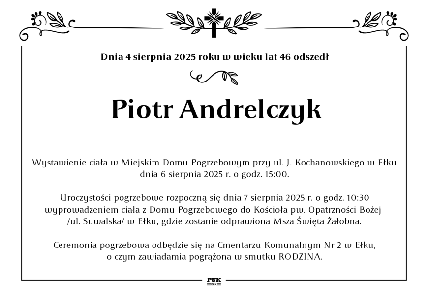 Piotr Andrelczyk - nekrolog